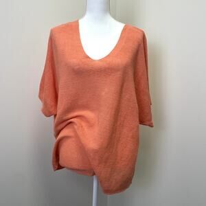 Eileen Fisher  Orange Organic Linen Knit Tunic Top XL